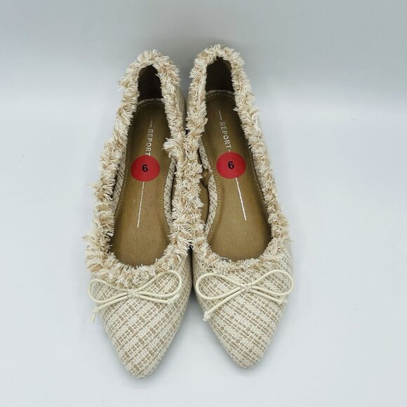 Report Shoes Womens Size 6 Beige Flats Distressed Loafers Pointed Slip On - Picture 5 of 11